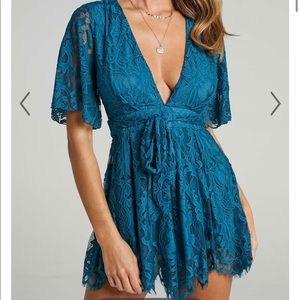 Beautiful blue lace romper